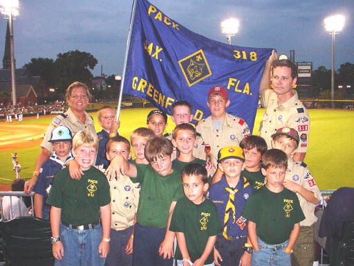 Pack 318 was well represented at Scouts in the Outfield night