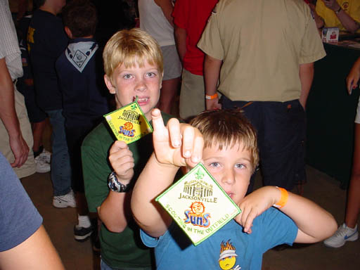 Russell and Richard Bortzfield show off their Suns patches