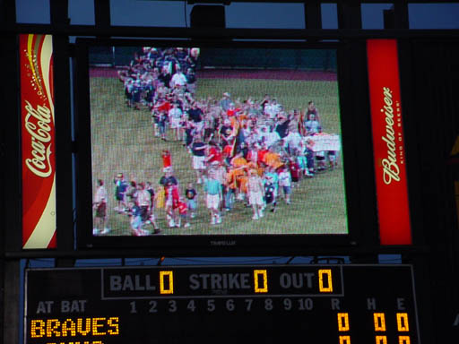 The jumbotron catches the scouts action