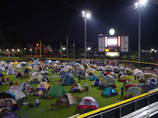 The scouts pitch their tents